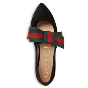 Gucci Sylvie Suede Bow Ballet Flats size 37